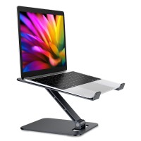 Vuwwey Foldable Laptop Stand, Height Adjustable Ergonomic Computer Stand for Desk, Aluminum Portable Laptop Riser Holder Mount Compatible with MacBook Pro Air, HP, Dell 10-16" (Black)