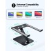 Vuwwey Foldable Laptop Stand, Height Adjustable Ergonomic Computer Stand for Desk, Aluminum Portable Laptop Riser Holder Mount Compatible with MacBook Pro Air, HP, Dell 10-16" (Black)