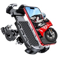 Vuwwey Bike Phone Mount, 360° Rotatable Motorcycle Phone Mount [One-Hand Operation], Bike Phone Holder for ATV MTB Scooter Compatible with iPhone 16 Plus/15/14/13 Pro Max/12 Mini/11 XS, 4.7-6.7'' Phone