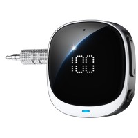 Vuwwey AUX Bluetooth Adapter for Car, [LED Screen] Bluetooth 5.3 Receiver for Speaker/Home Stereo/Wired Headphones, 3.5mm Wireless Audio Receiver for Hands-Free Call/Music, Dual Connection