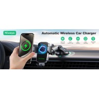 Vuwwey Wireless Car Charger, Auto Clamping Car Phone Holder Charger, 15W Fast Charging Phone Mount for Dash Windshield Vent for iPhone 16 15 14 13 12 11 Pro Max, Samsung Galaxy S24+ S23 Ultra S22 S21+