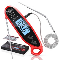 Vuwwey Instant Read Meat Thermometer Digital with Dual Probe, Food Thermometer for Cooking & Grilling, Large Backlit & Calibration, for Kitchen/Oven/Grill/Smoker/BBQ/Candy/Oil/Fry, Gifts for Men & Dad
